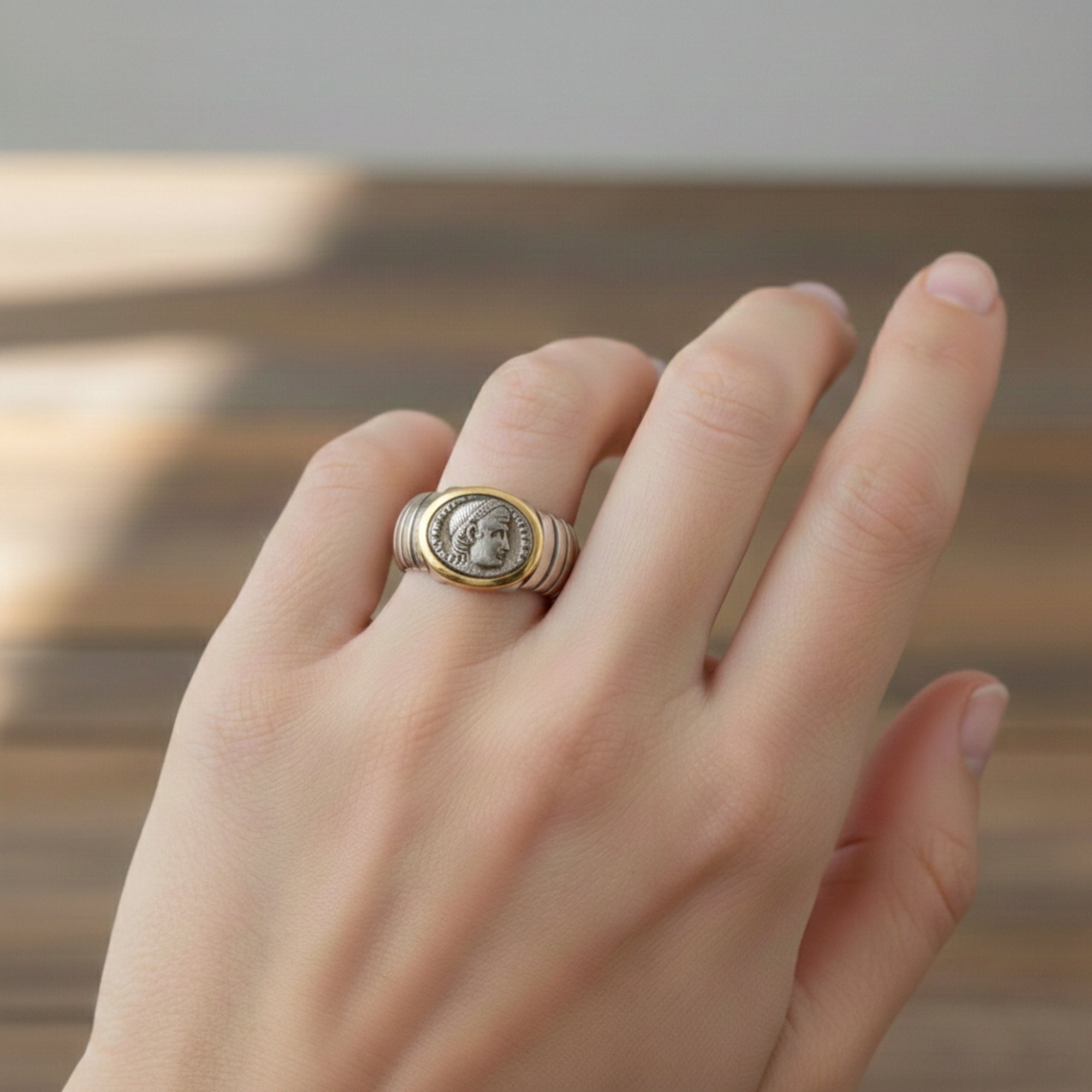 925 Silver Ancient Coin Ring