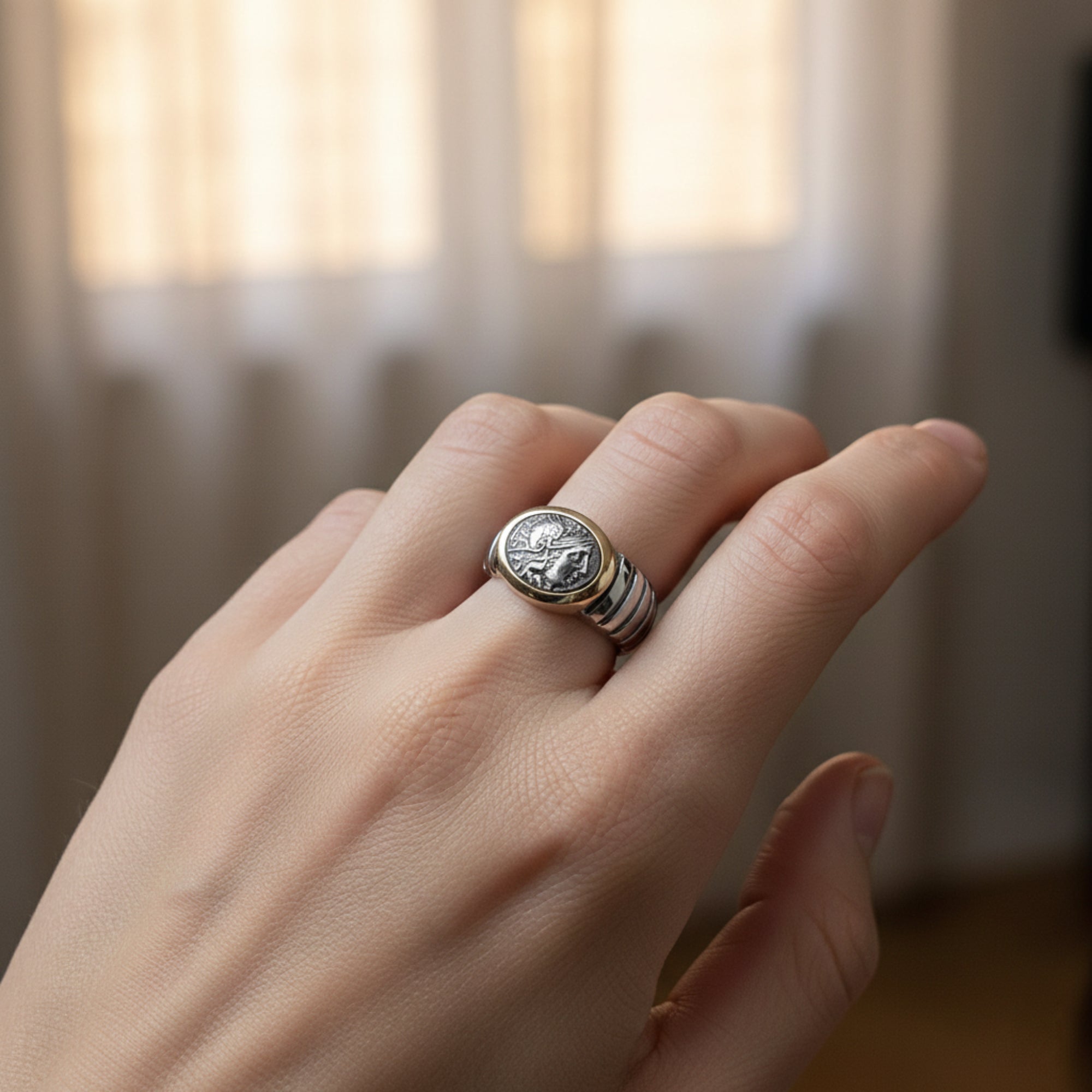 925 Silver Ancient Coin Ring