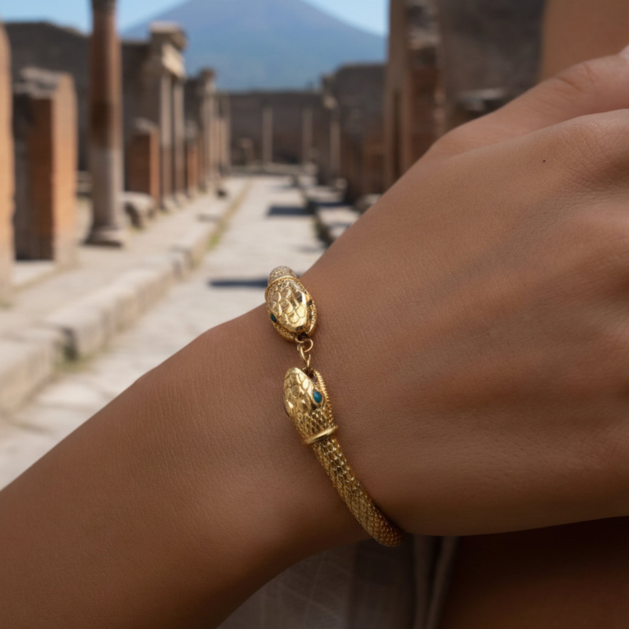 Armilla a Cuerpo de Serpiente de Herculano plata 18k oro