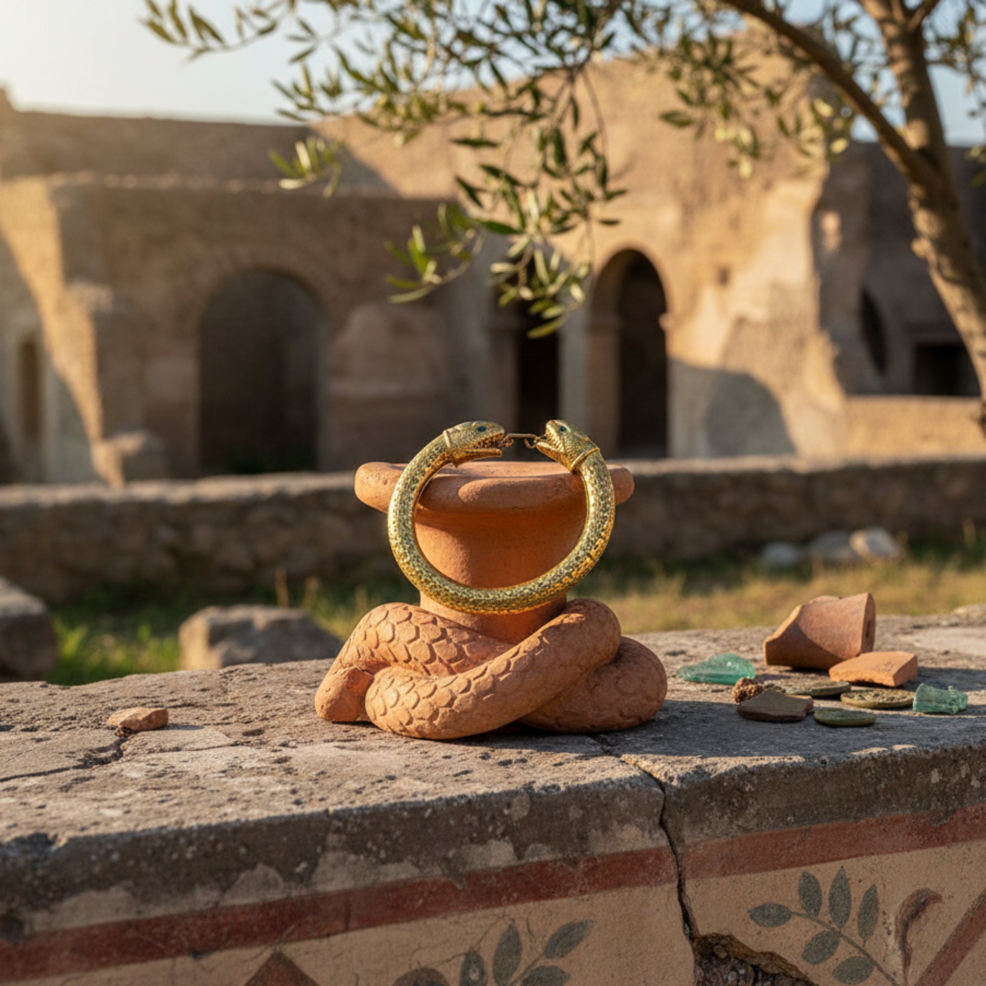 Armilla a Cuerpo de Serpiente de Herculano plata 18k oro