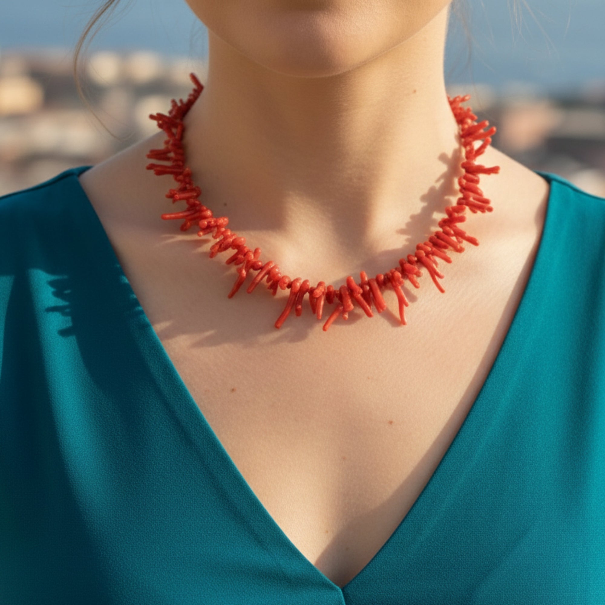 Collar Lucky Horns en Coral