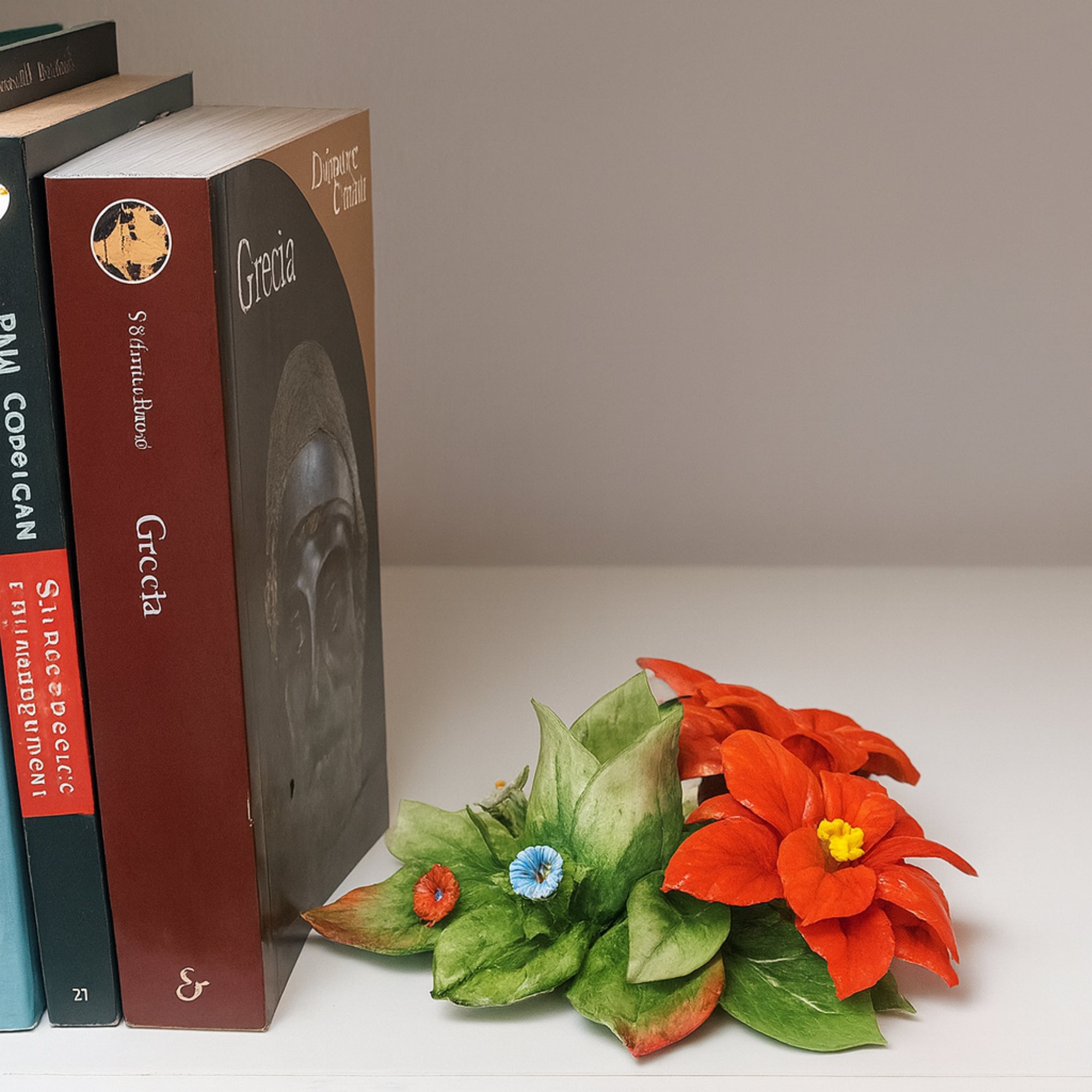 Portacandela in porcellana Capodimonte con fiore stelle.