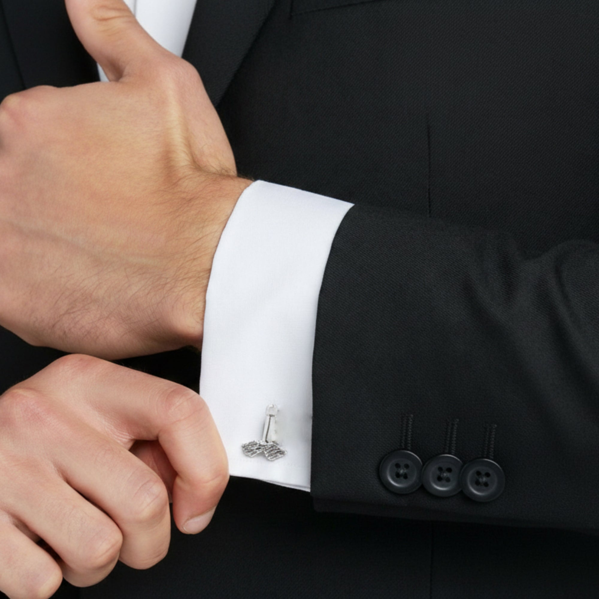 Cufflinks with Winged Phallus from Pompeii - 925 Silver