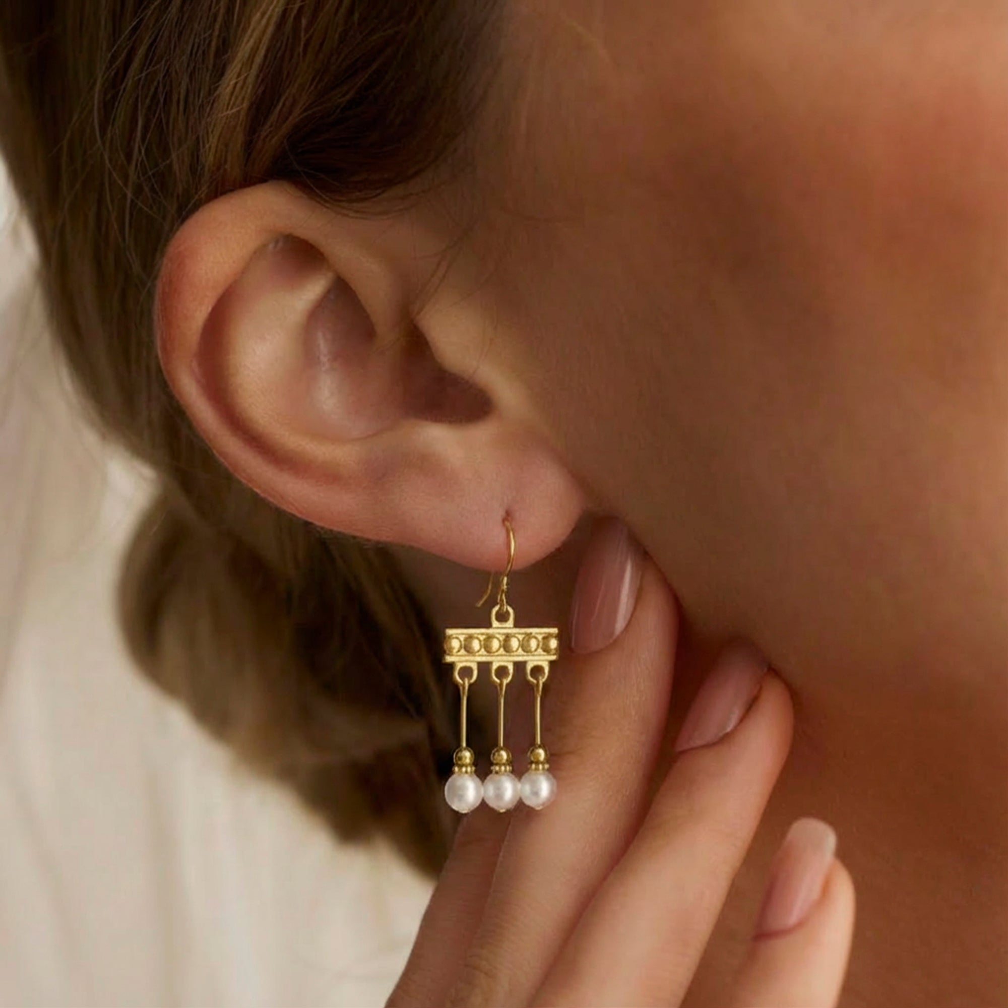 Boucles d'oreilles Crotalia di Pompei avec trois pendentifs