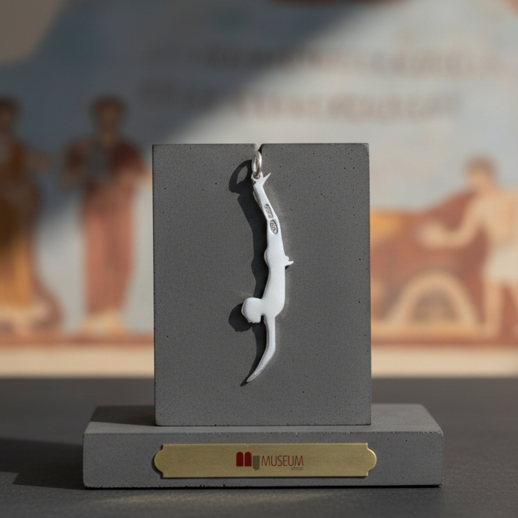 Paestum Diver Pendant in 925 Silver - 7 cm