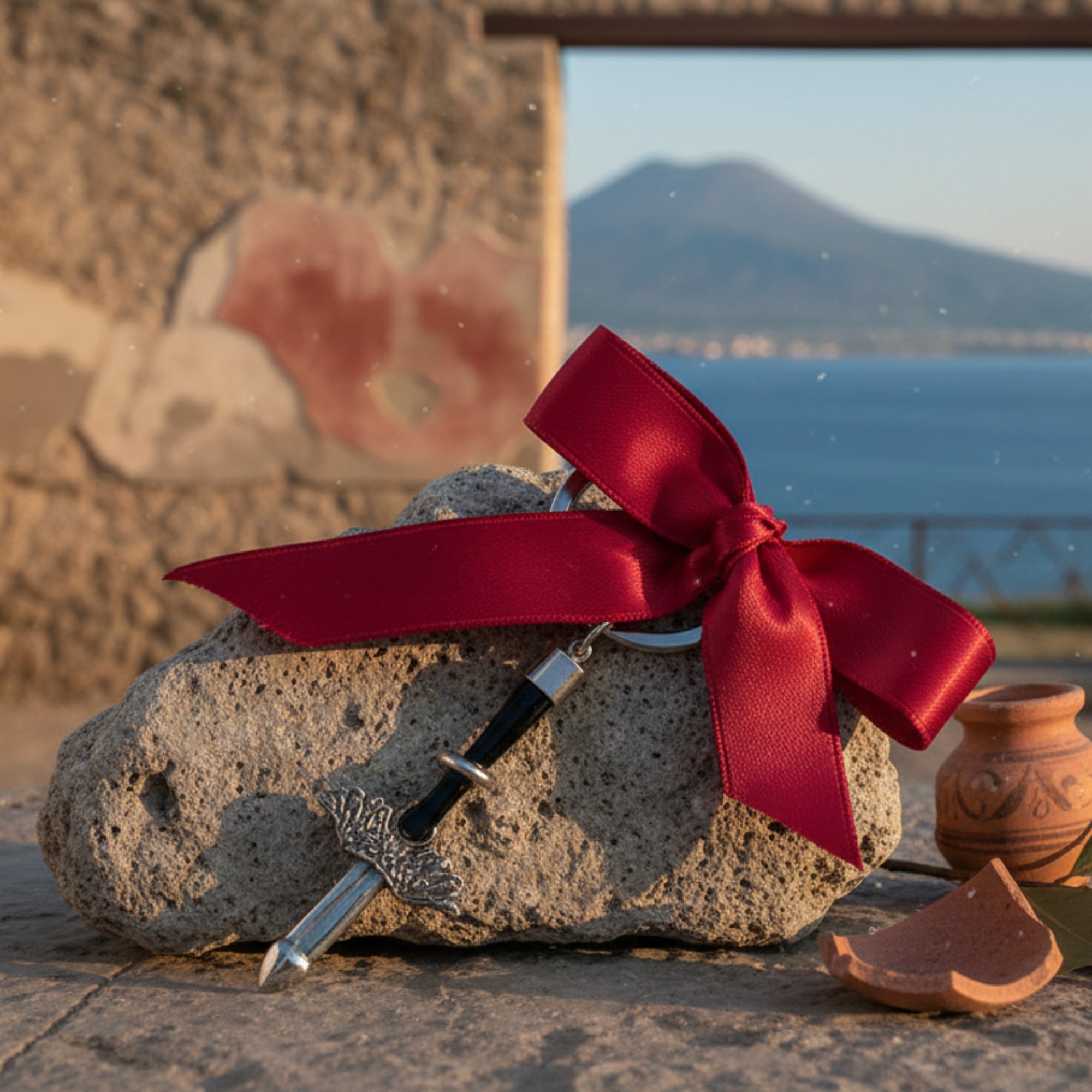Keyring with Winged Phallus of Pompeii - 925 Silver