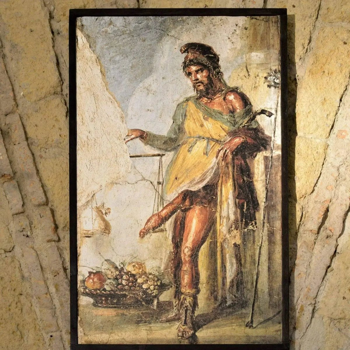 Fresco Priapus god of fertility Pompeii