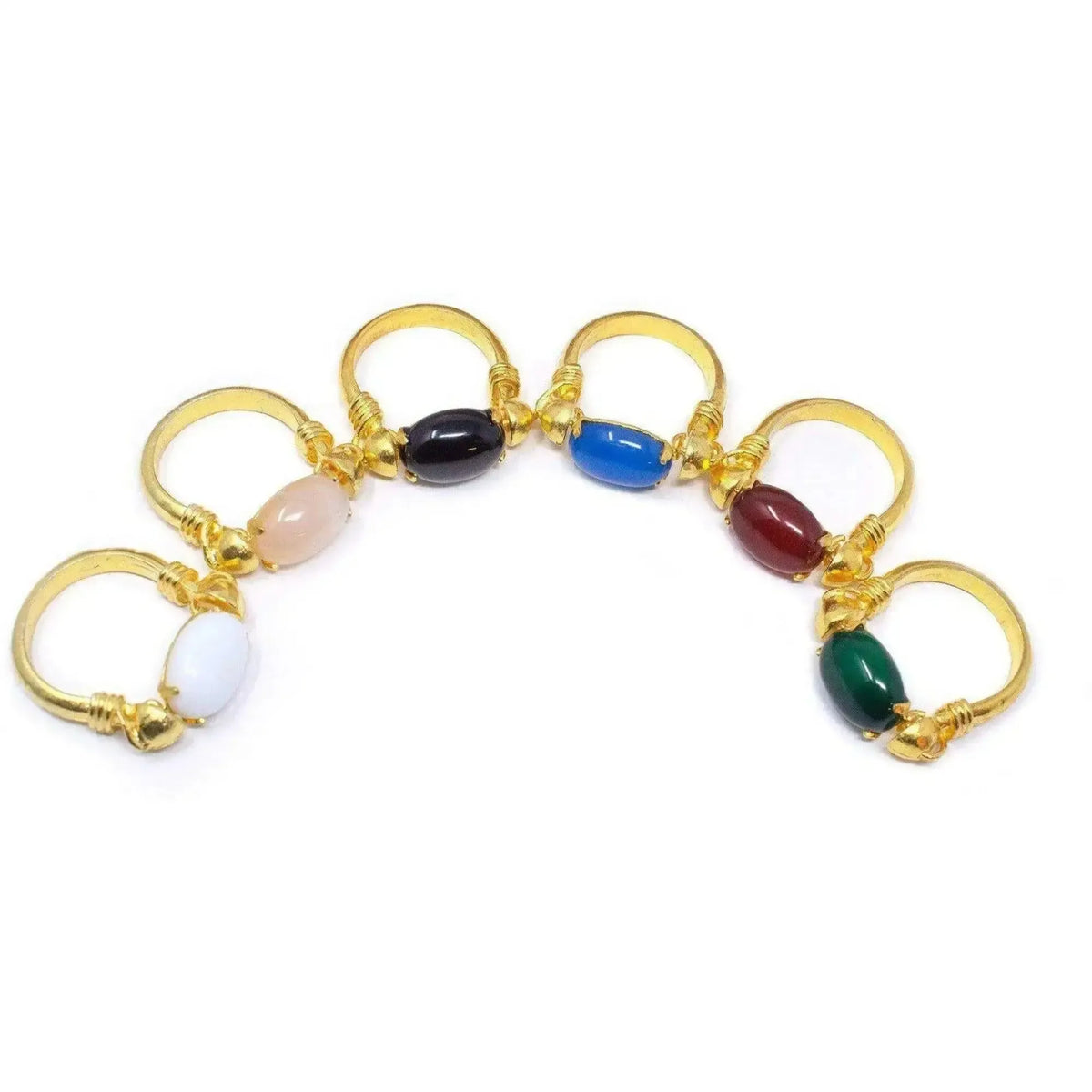 Gold rings with natural stones Pompeian jewelry