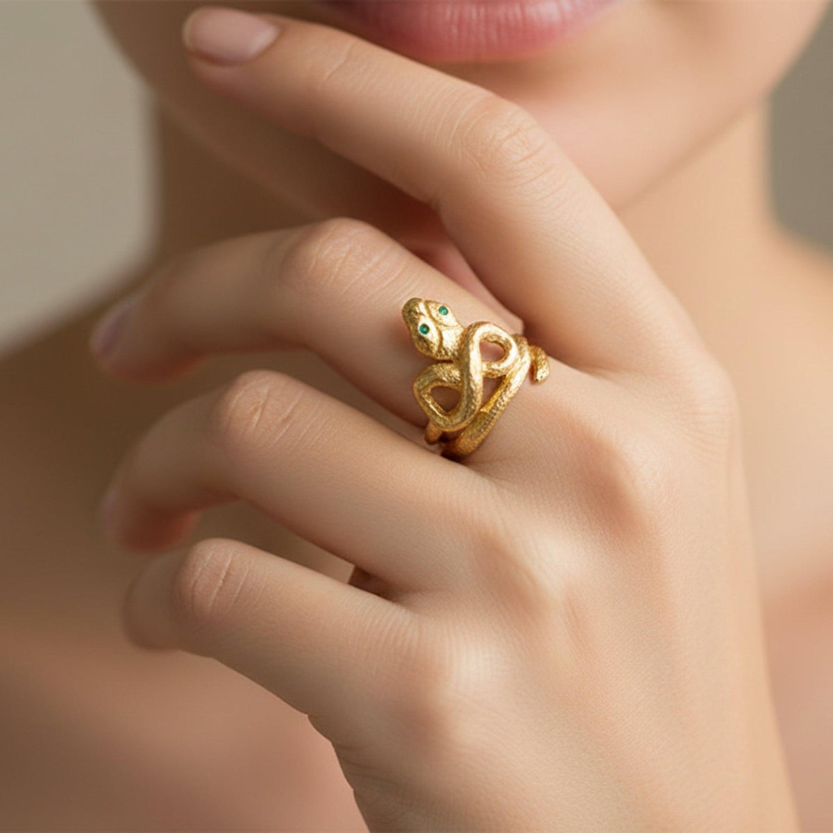 Anello Serpente intrecciato di Pompei in Argento 925 placcato Oro 18K 