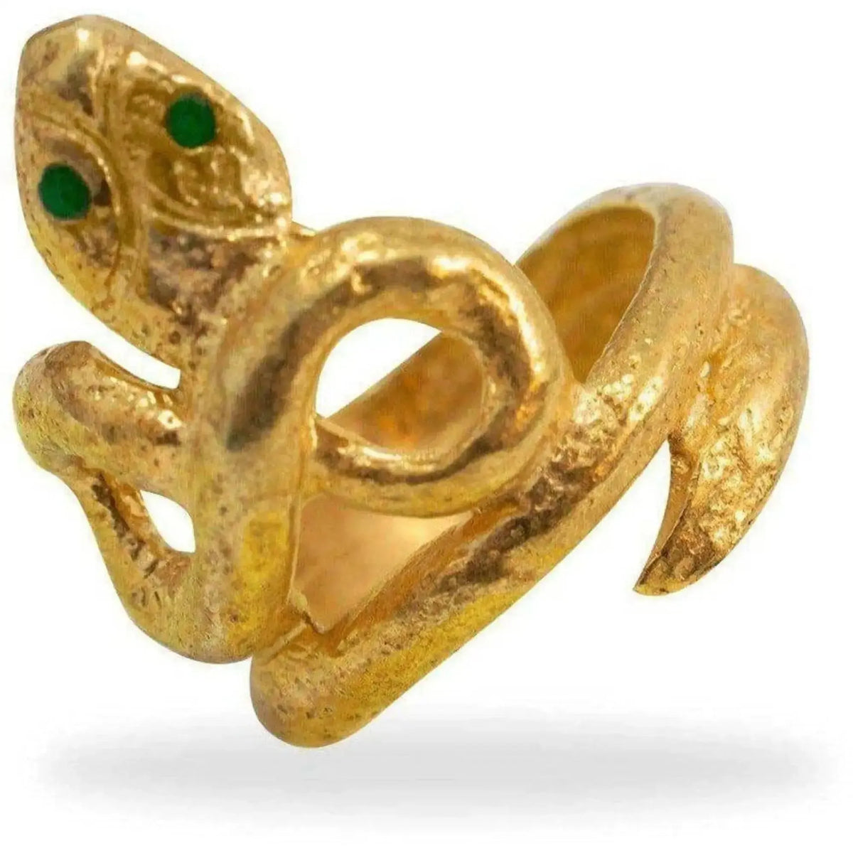 Anello Serpente intrecciato di Pompei in Argento 925 placcato Oro 18K su fondo bianco 
