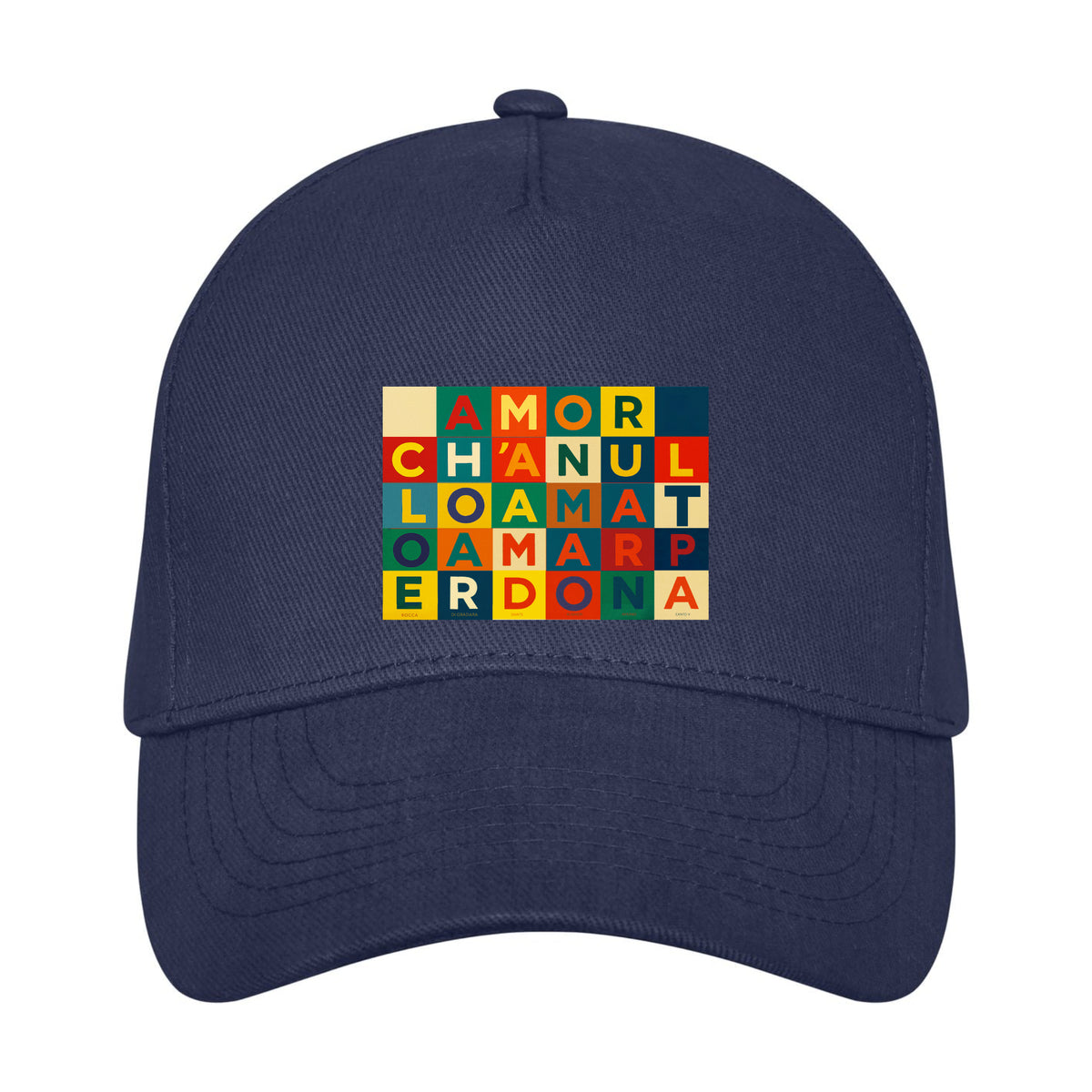 Chapeau Amor Boetti avec design typographique