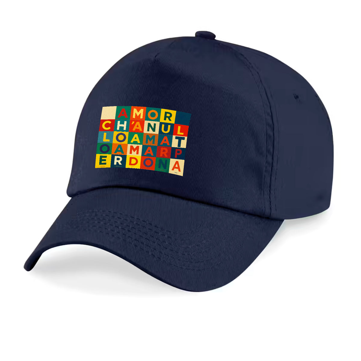 Gorra Amor Boetti con diseño tipográfico