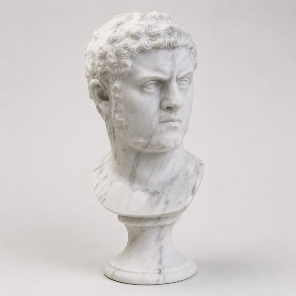 Caracalla - Tête Sculptée en marbre de Carrare 26 cm