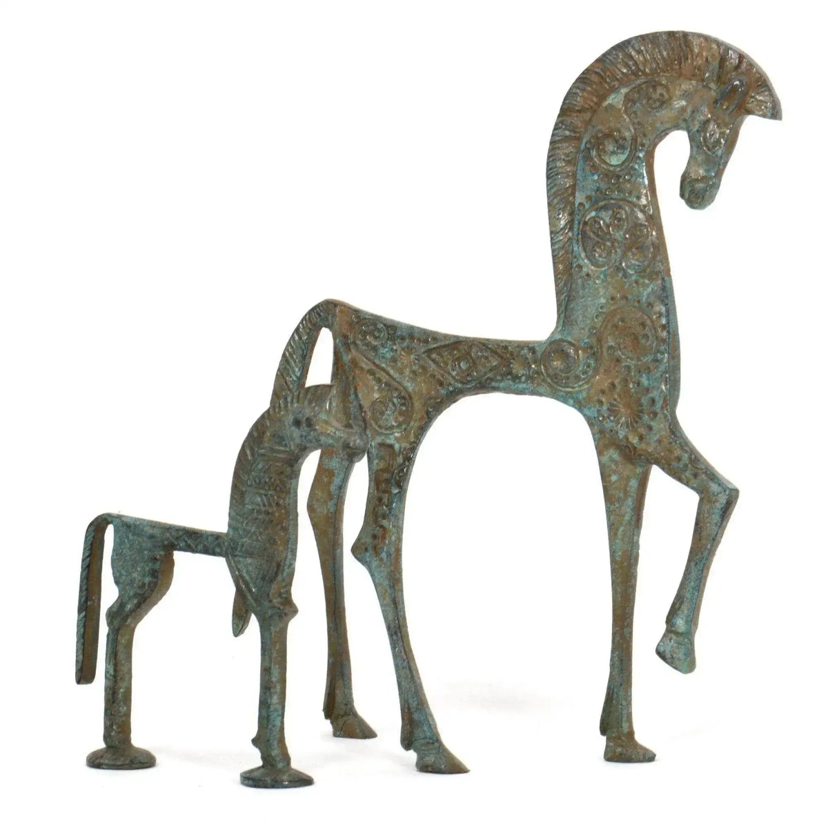 Sculpture de cheval grec en bronze, figurine élégante