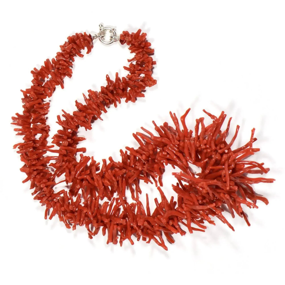 Collier en corail et argent avec branches de corail