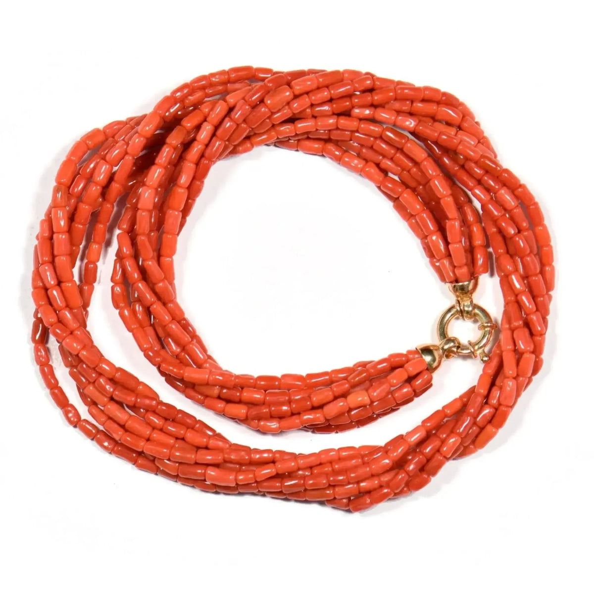 Collier Torchon en corail rouge avec fermoir mousqueton rond