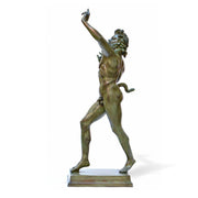 Statua in bronzo del fauno danzante con patina verde - statue bronzo