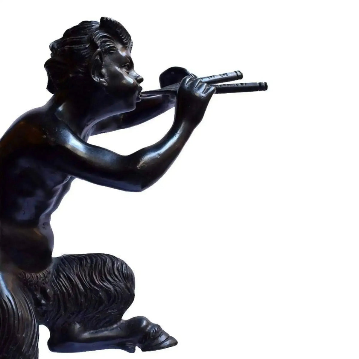 The faun with the pipes bronze statue
