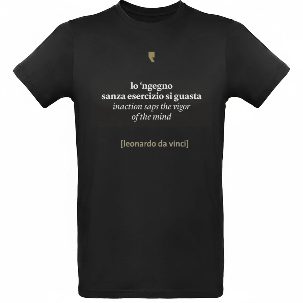 Camiseta minimalista inspirada en Leonardo da Vinci, con gráfico sencillo en estilo renacentista.