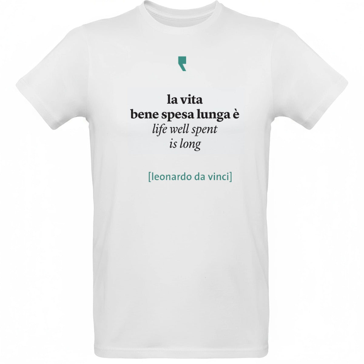 Camiseta minimalista inspirada en Leonardo da Vinci, con gráfico sencillo en estilo renacentista.