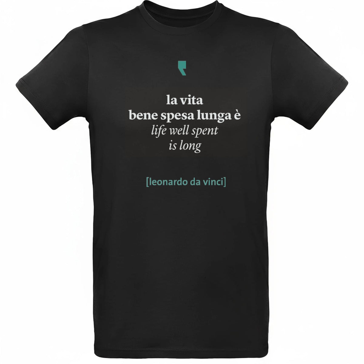 Camiseta minimalista inspirada en Leonardo da Vinci, con gráfico sencillo en estilo renacentista.