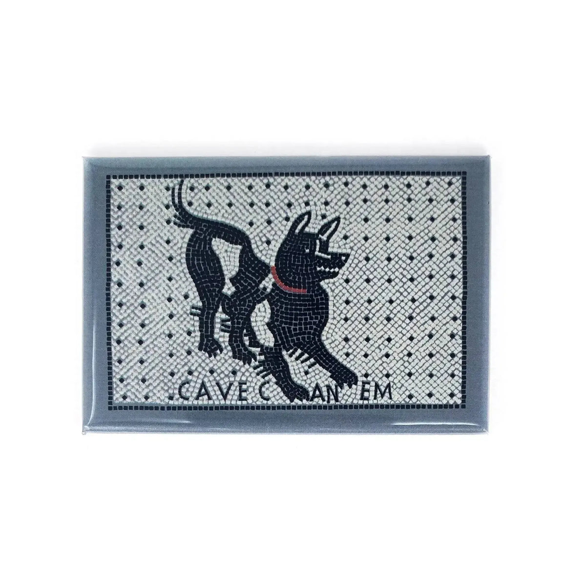 Magnete con mosaico del cane nero e scritta “Cave Canem”