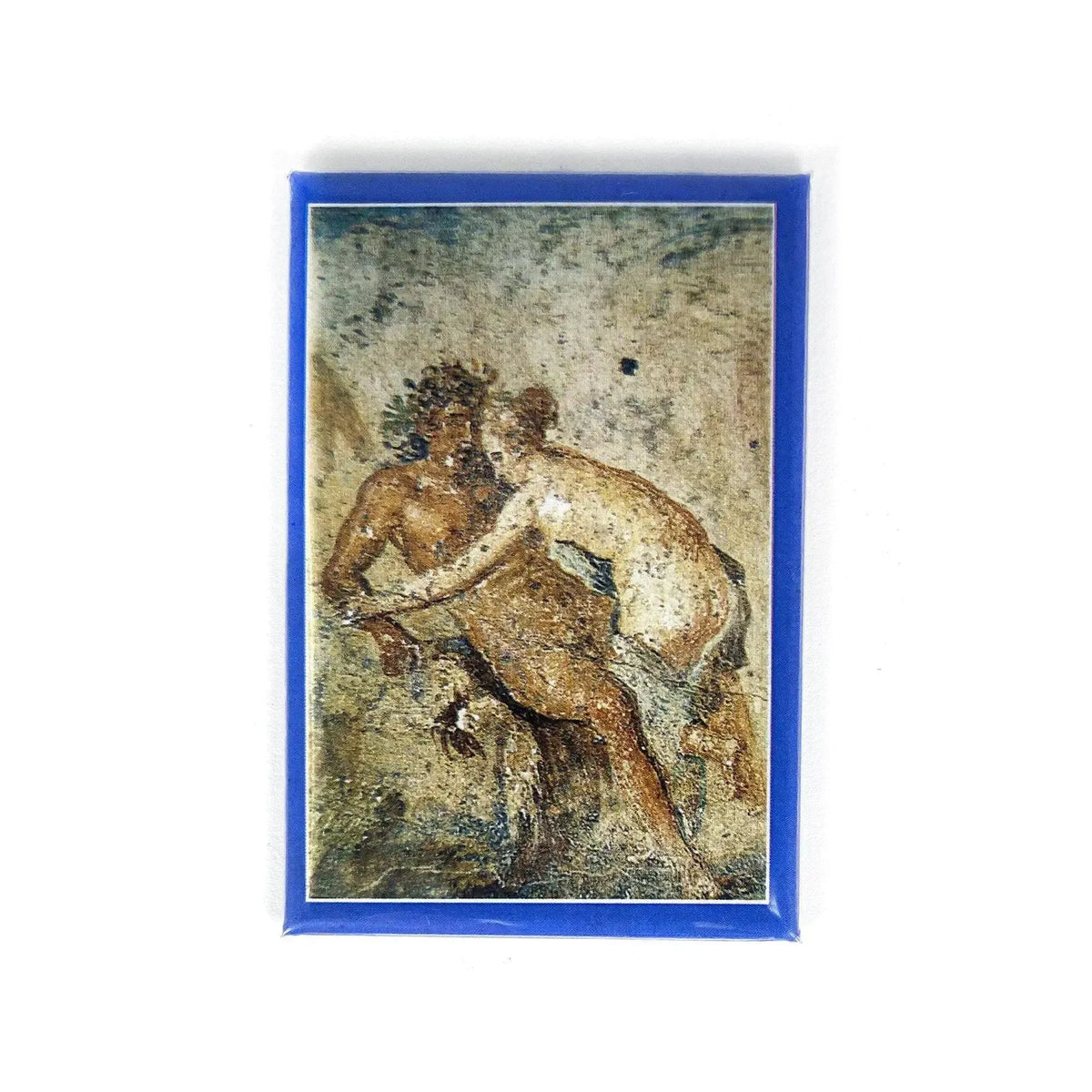 Magnete verticale con affresco di scena erotica e bordo blu