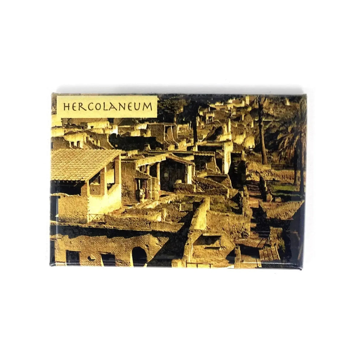 Magnete con veduta degli scavi di Ercolano e scritta “Hercolaneum”