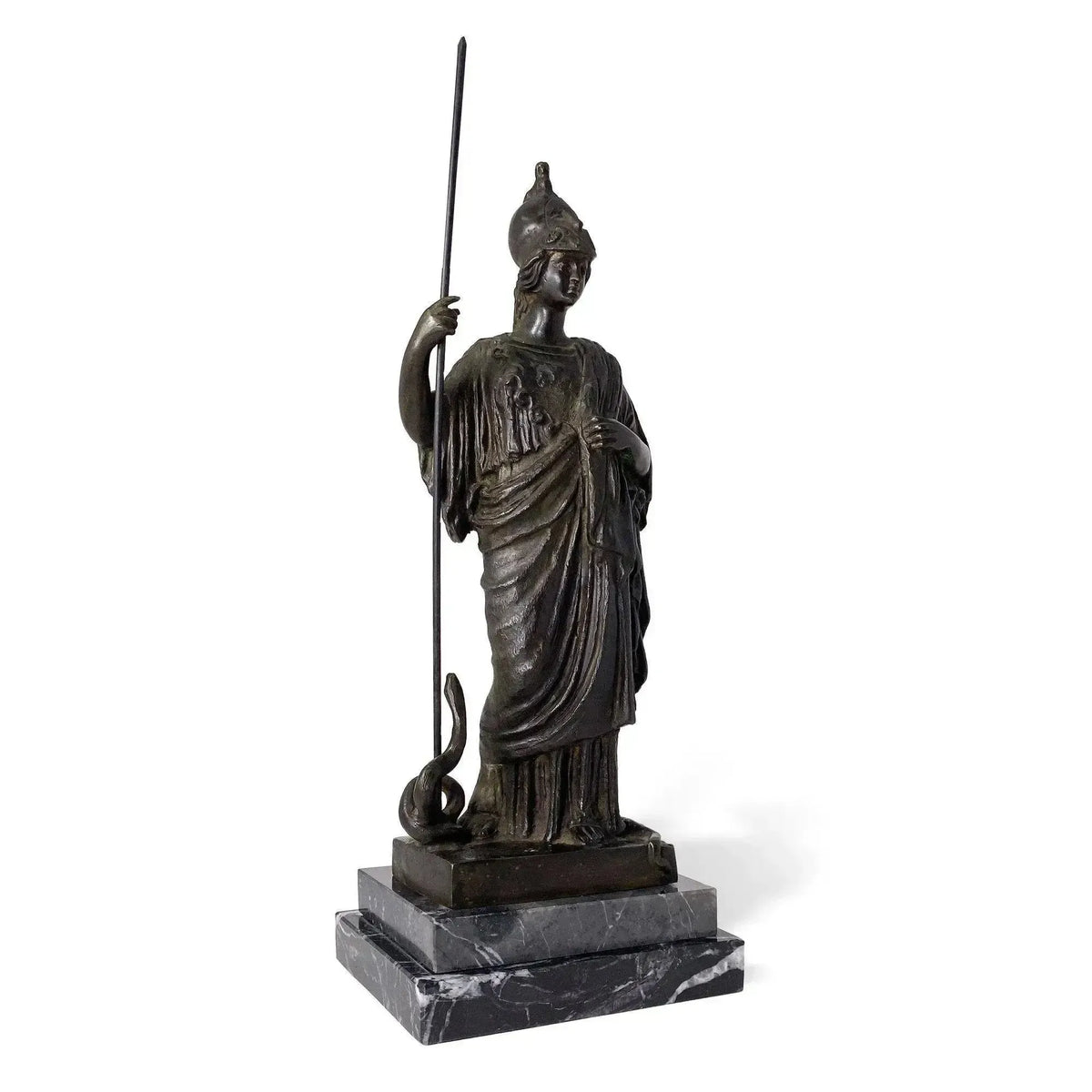 Statue de Minerve avec bouclier en bronze