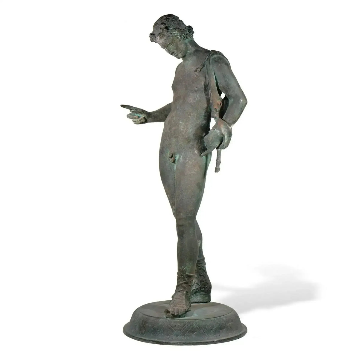 Estatua de bronce de Narciso, vista frontal