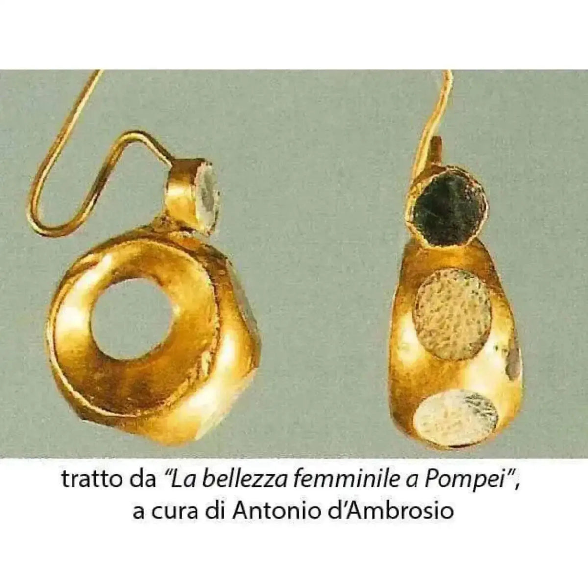 Bijoux Pompéiens : Boucles d'oreilles avec pierres naturelles, en argent plaqué or