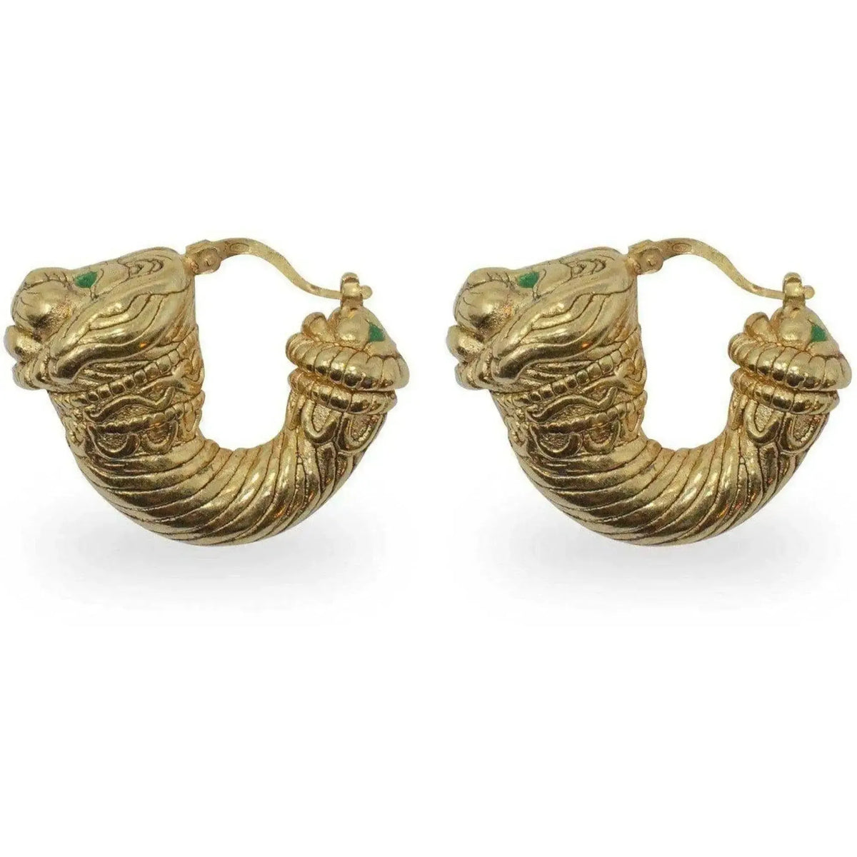 Gold plated silver earrings with lion head