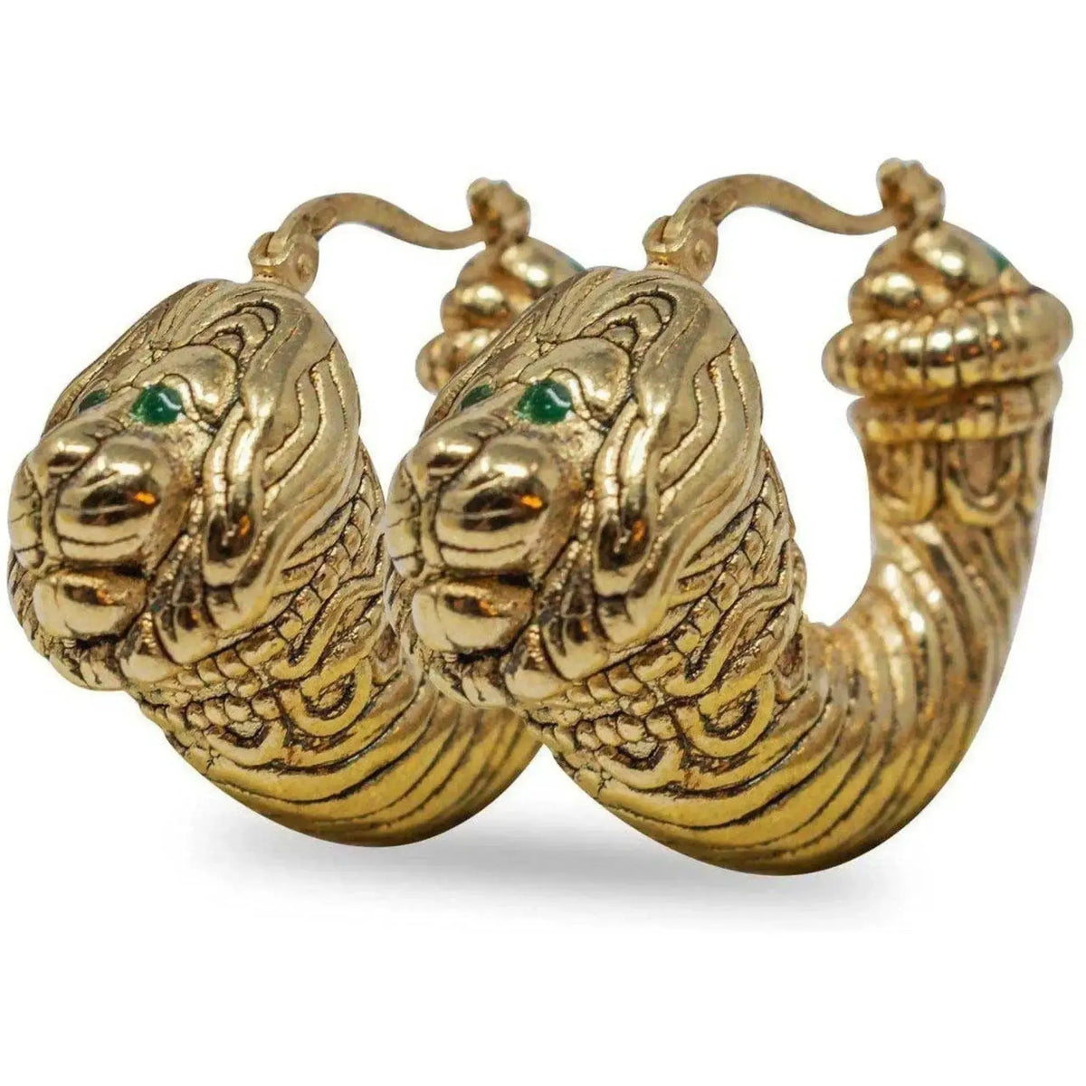 18k gold plated lion head earrings