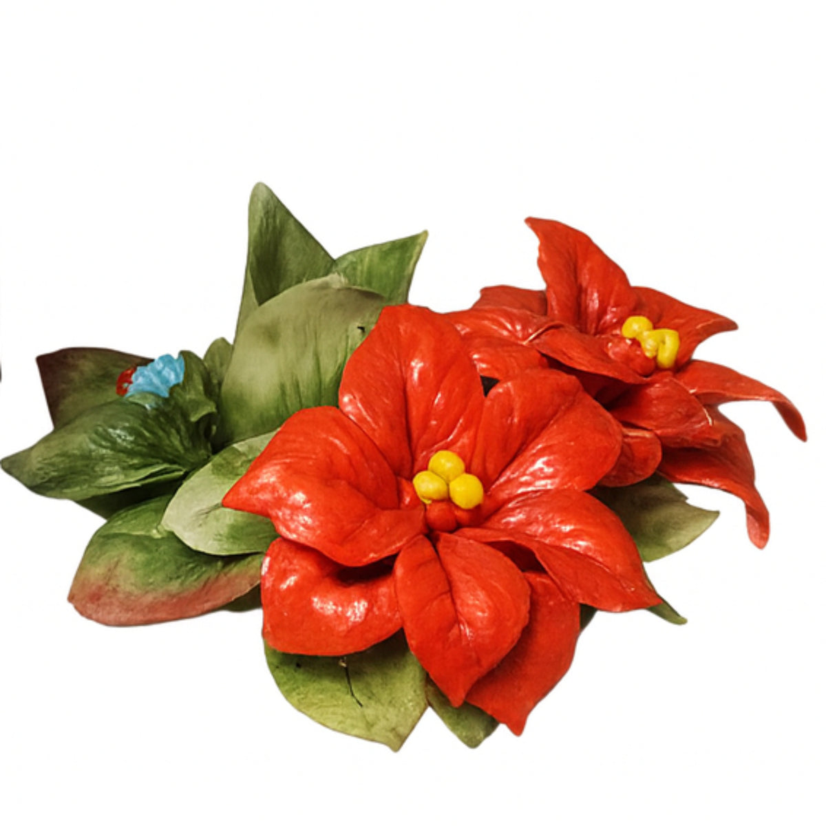 Portavelas de porcelana Capodimonte con flor de estrellas.