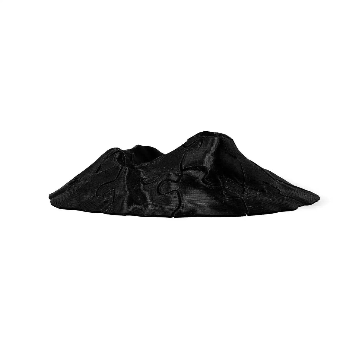 Puzzle tridimensionale del Vesuvio in PLA nero, su fondo bianco.