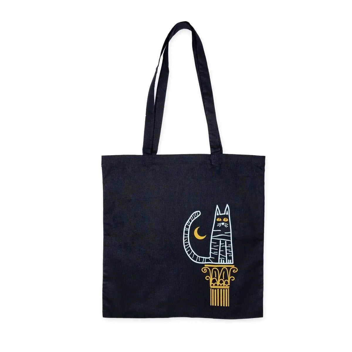 Shopping bag with a cat on a column.