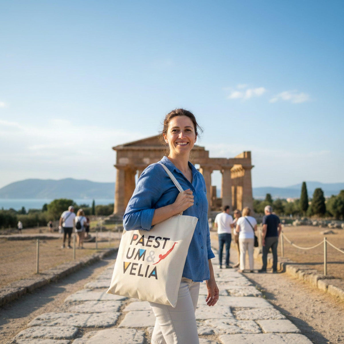 Paestum Velia Shopper Bag in Natural Cotton
