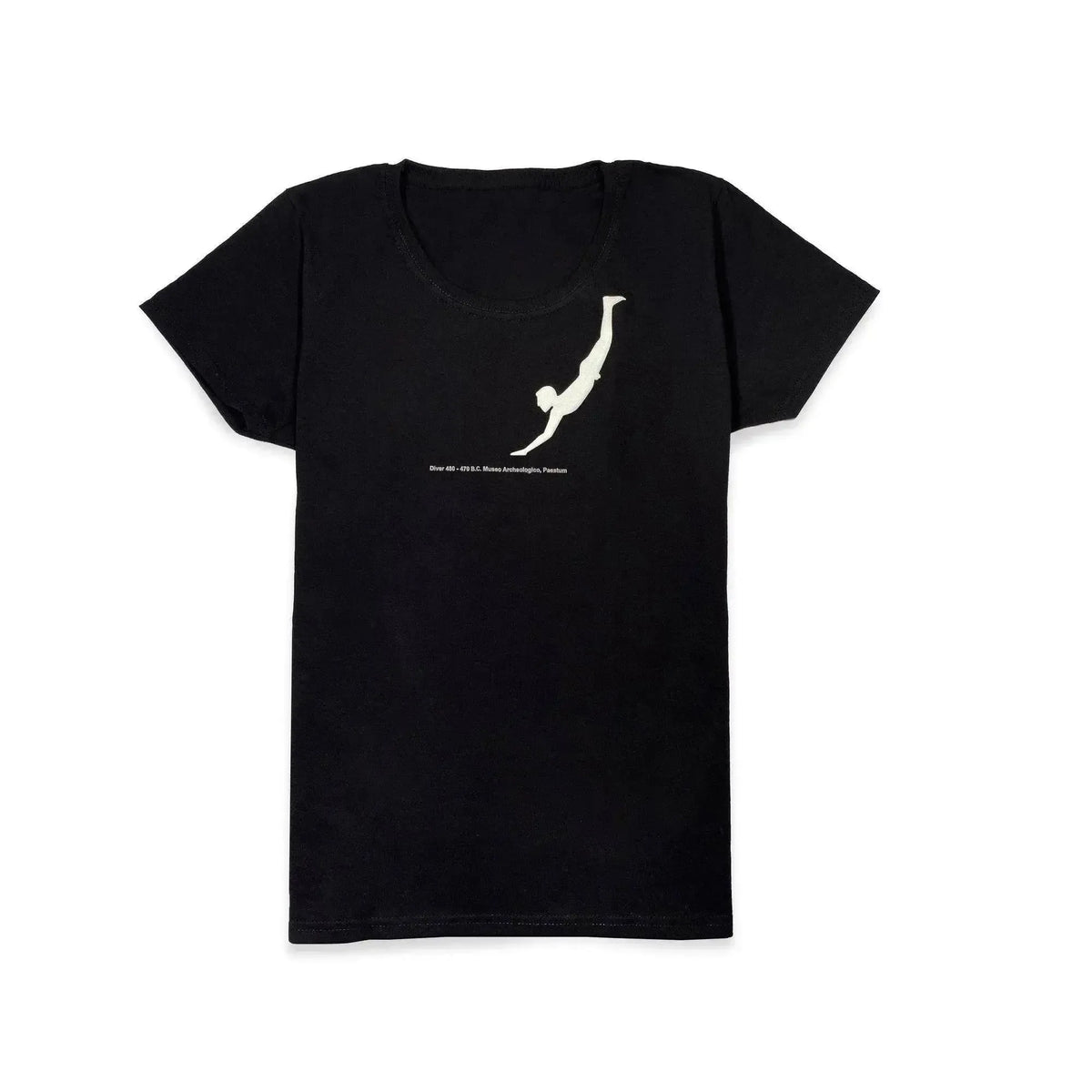 Black women's T Shirt with Paestum diver print