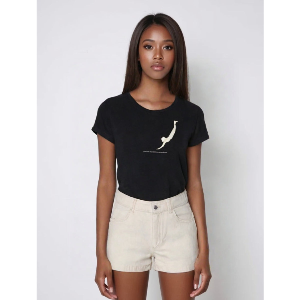 Women's cotton T-shirt with artistic print of the Paestum Diver.