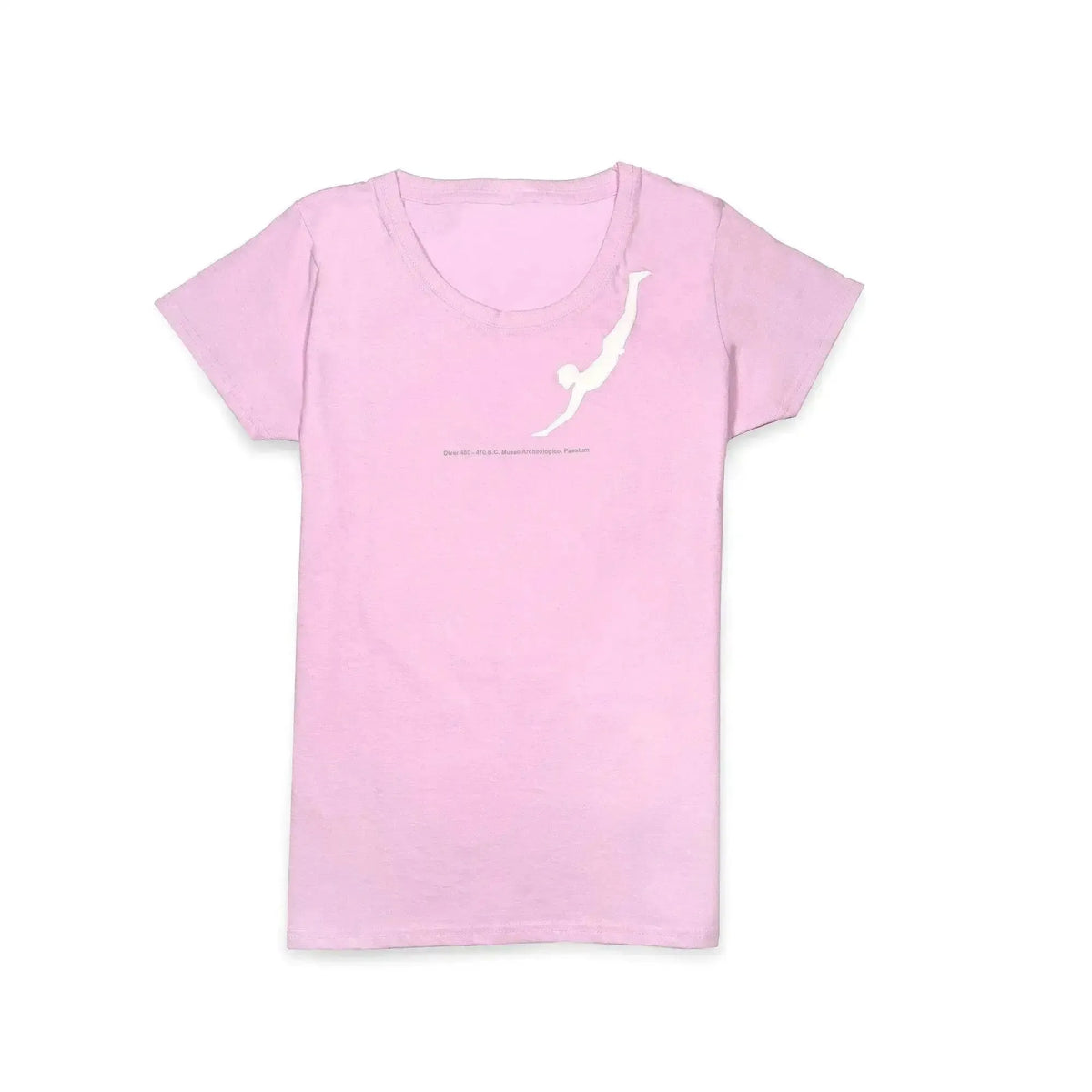 Light pink women's T Shirt with Paestum diver print