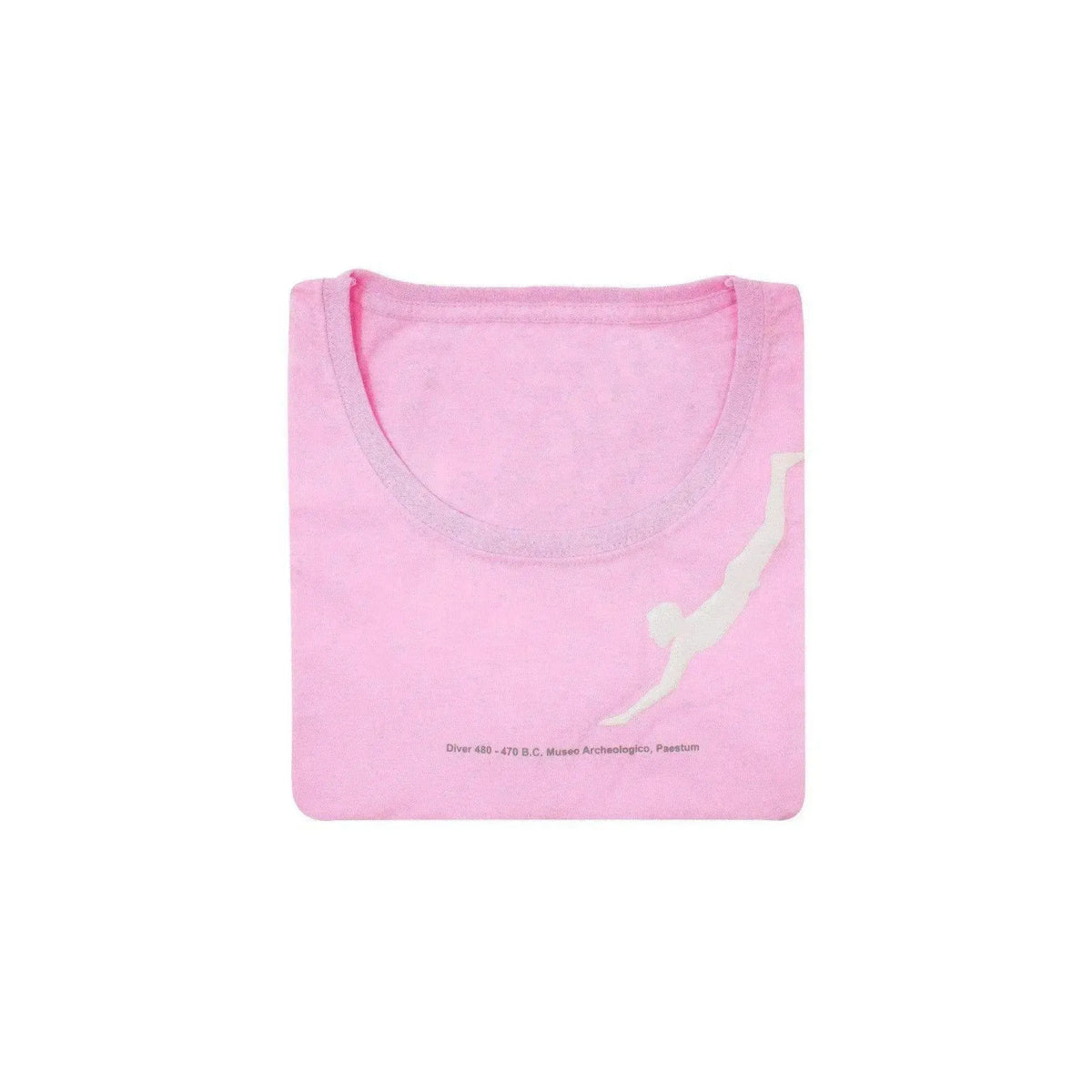 Light pink women's T Shirt with folded Paestum diver print