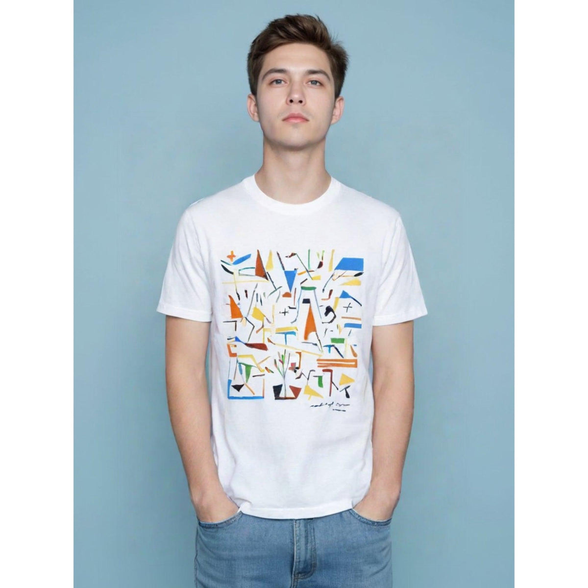 Men's cotton T-shirt inspired by the contemporary art of Mimmo Paladino.