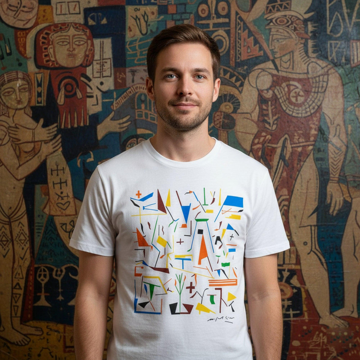 Men's cotton T-shirt inspired by the contemporary art of Mimmo Paladino.