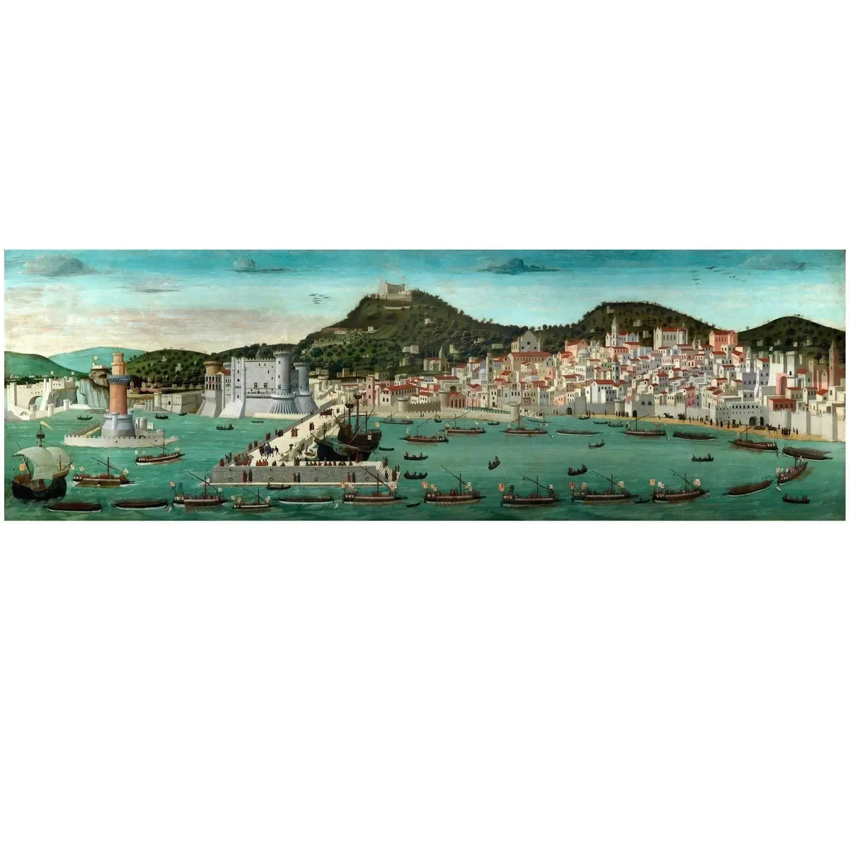 Reproducción de la Mesa Strozzi de Nápoles sobre lienzo, dimensiones Al.16 cm x L.50 cm