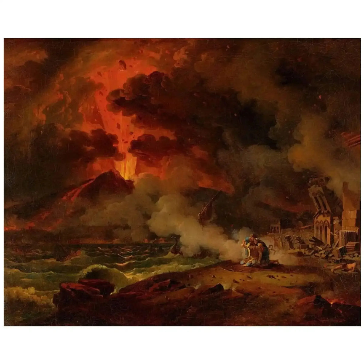 Toile "Éruption du Vésuve", oeuvre de Pierre Henri de Valenciennes (1750-1819)