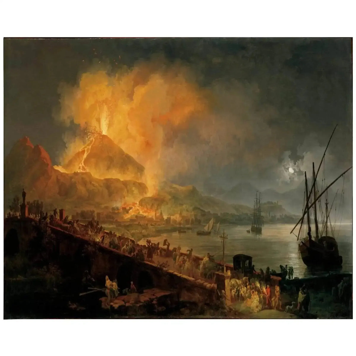 Reproducción: Lienzo “Erupción del Vesubio” de Pierre-Jacques Volaire, cuadro histórico del año 1782.
