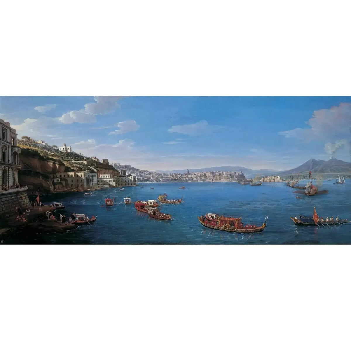 La obra "Posillipo con el palacio Donn'Anna" de Gaspar Van Wittel.