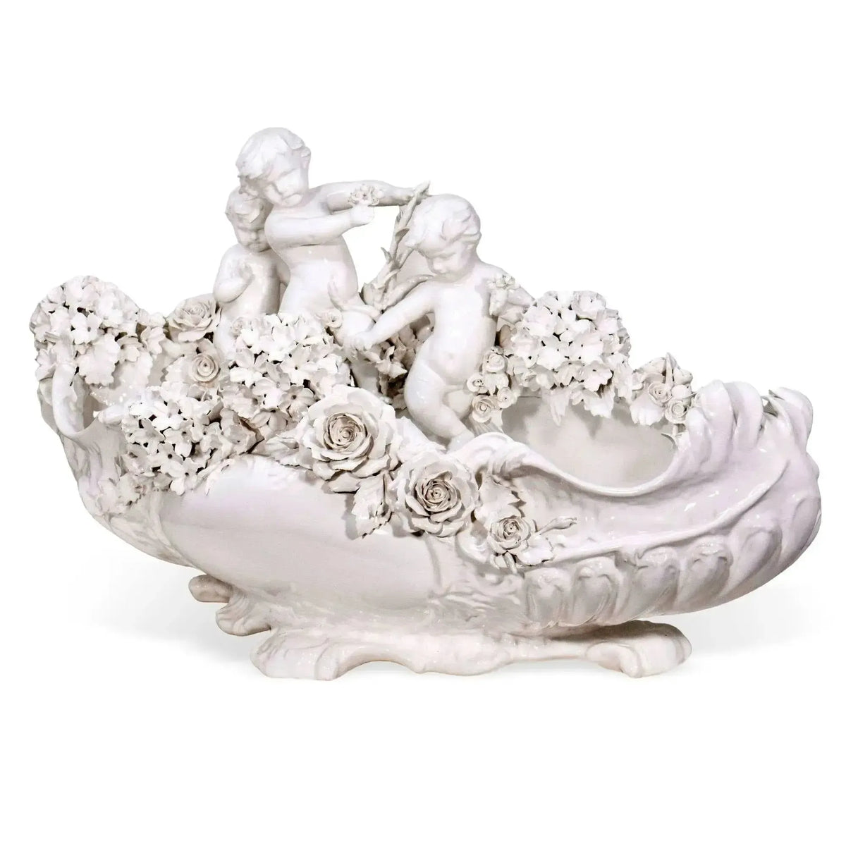 Vasque avec Putti Romains en porcelaine de Capodimonte