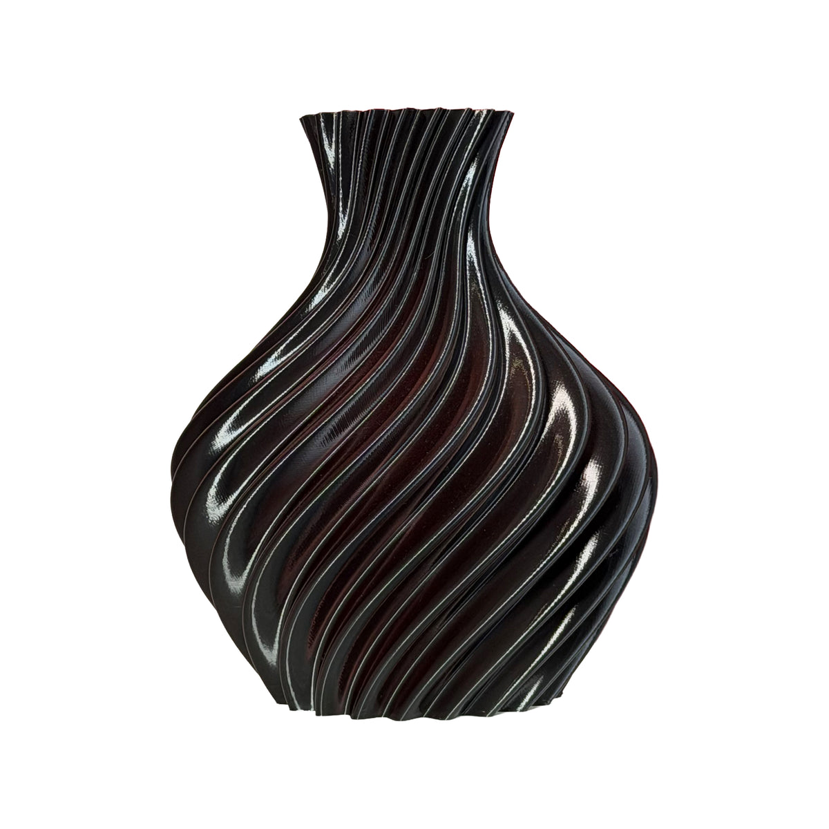 Vaso bombato rosso/nero su sfondo chiaro