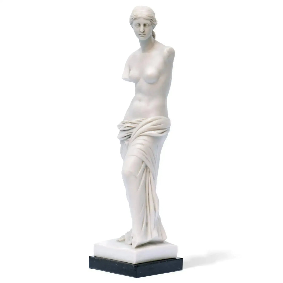 Frontal image of the Venus de Milo in Carrara marble highlighting the classic details.